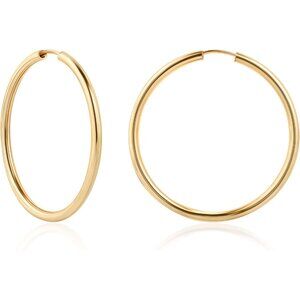 18K Gold Plated Endless Hoop Earrings, 3mm Thick, Varying Sizes 40-70mm, High Po